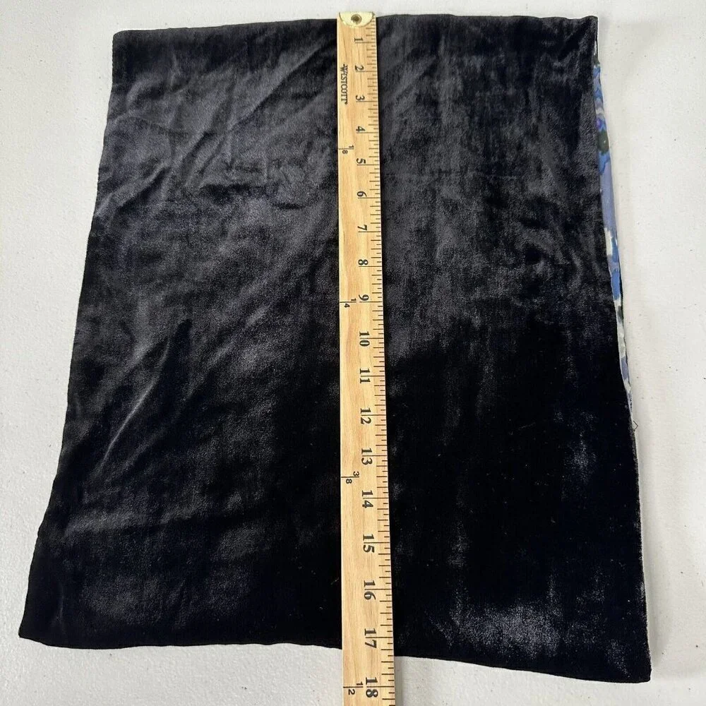Kevin O'Brien Studio Infinity Loop Scarf Velveteen‎ Black Gray Blue Silk Soft